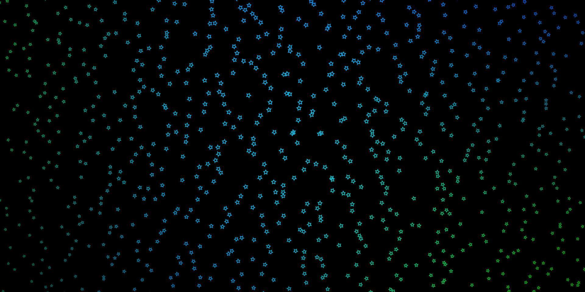 Fondo de vector azul oscuro, verde con estrellas de colores.