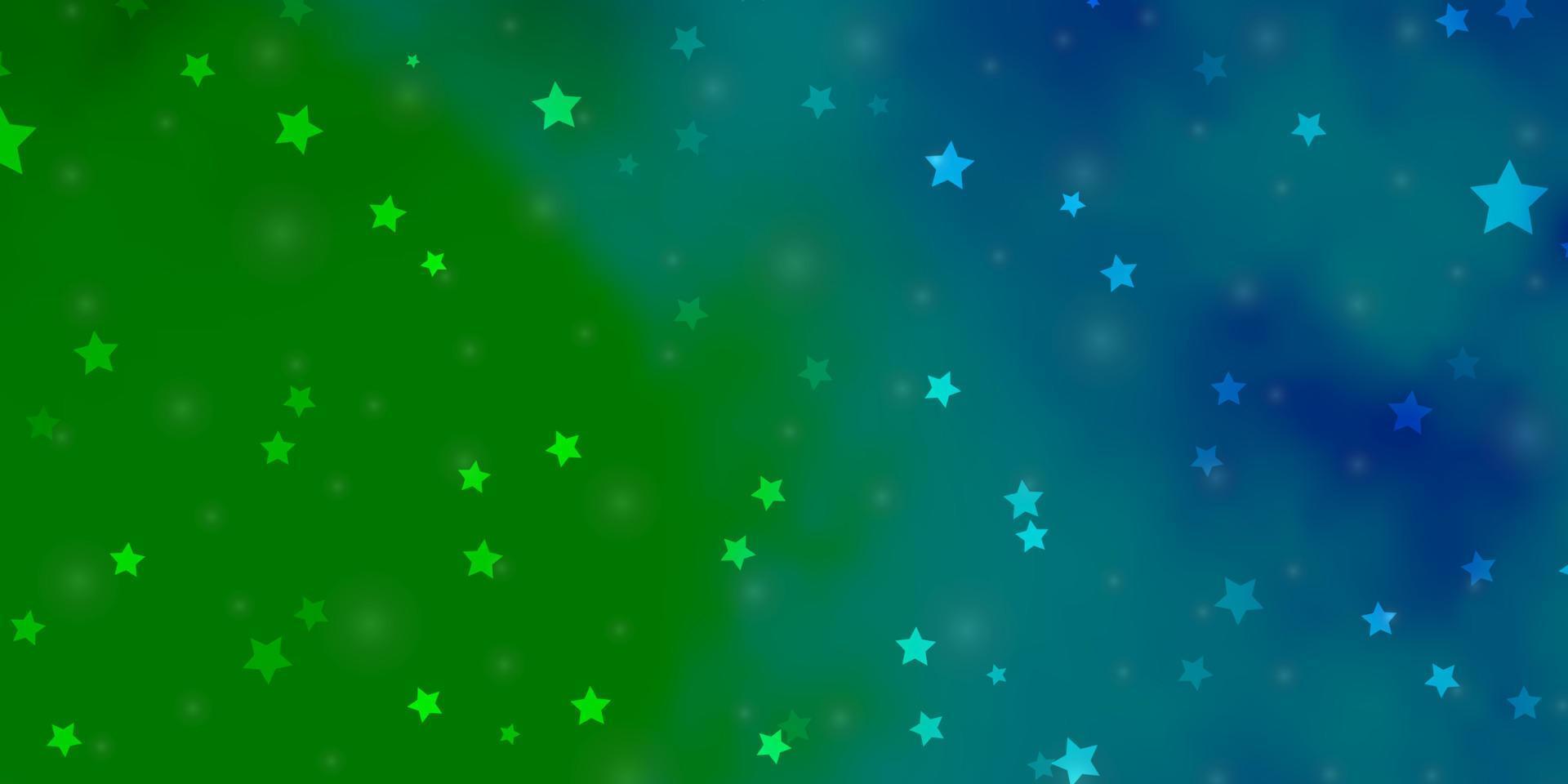 Fondo de vector azul claro, verde con estrellas de colores.