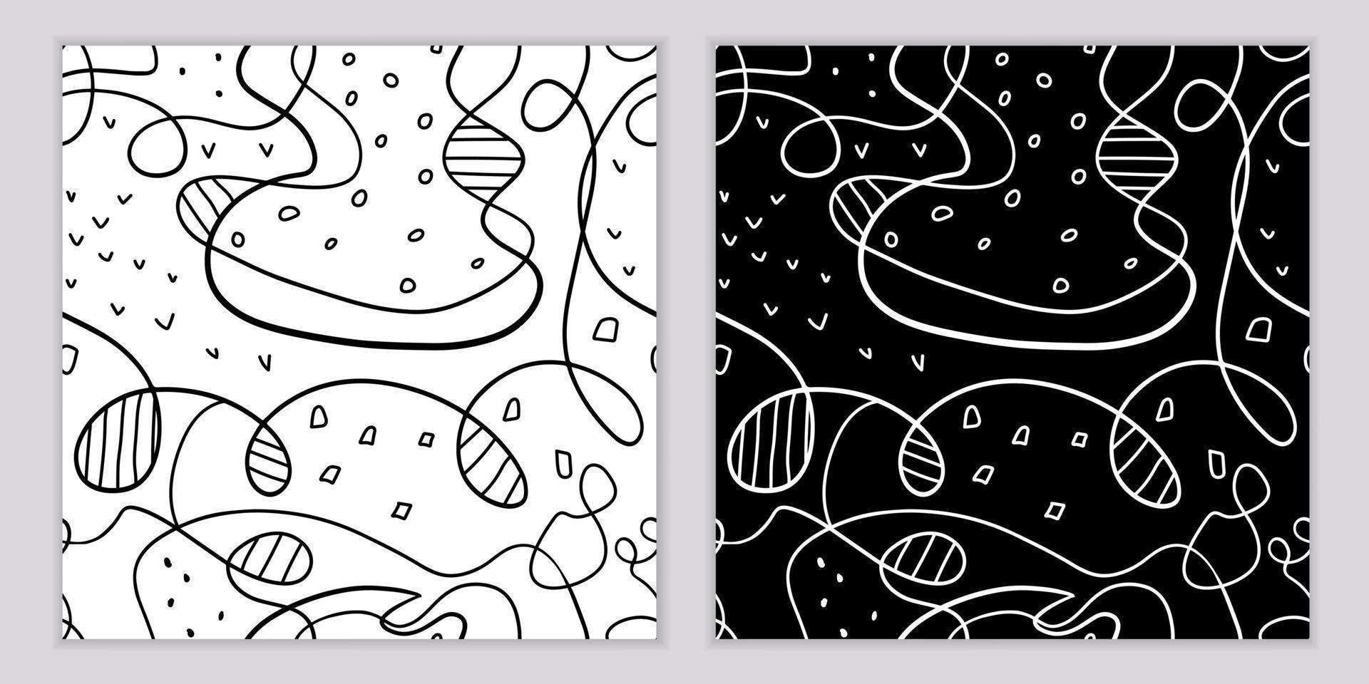 WA set of seamless abstract patterns of simple abstract lines and dots vector