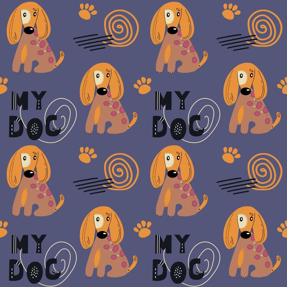 Seamless pattern with cute dogs vector