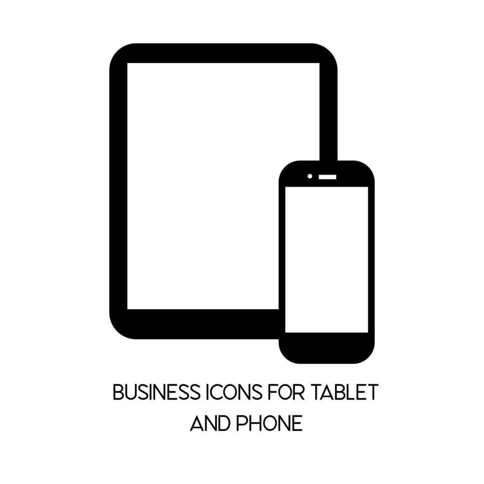 tableta de icono de negocio y teléfono celular. aparatos necesarios para el trabajo vector