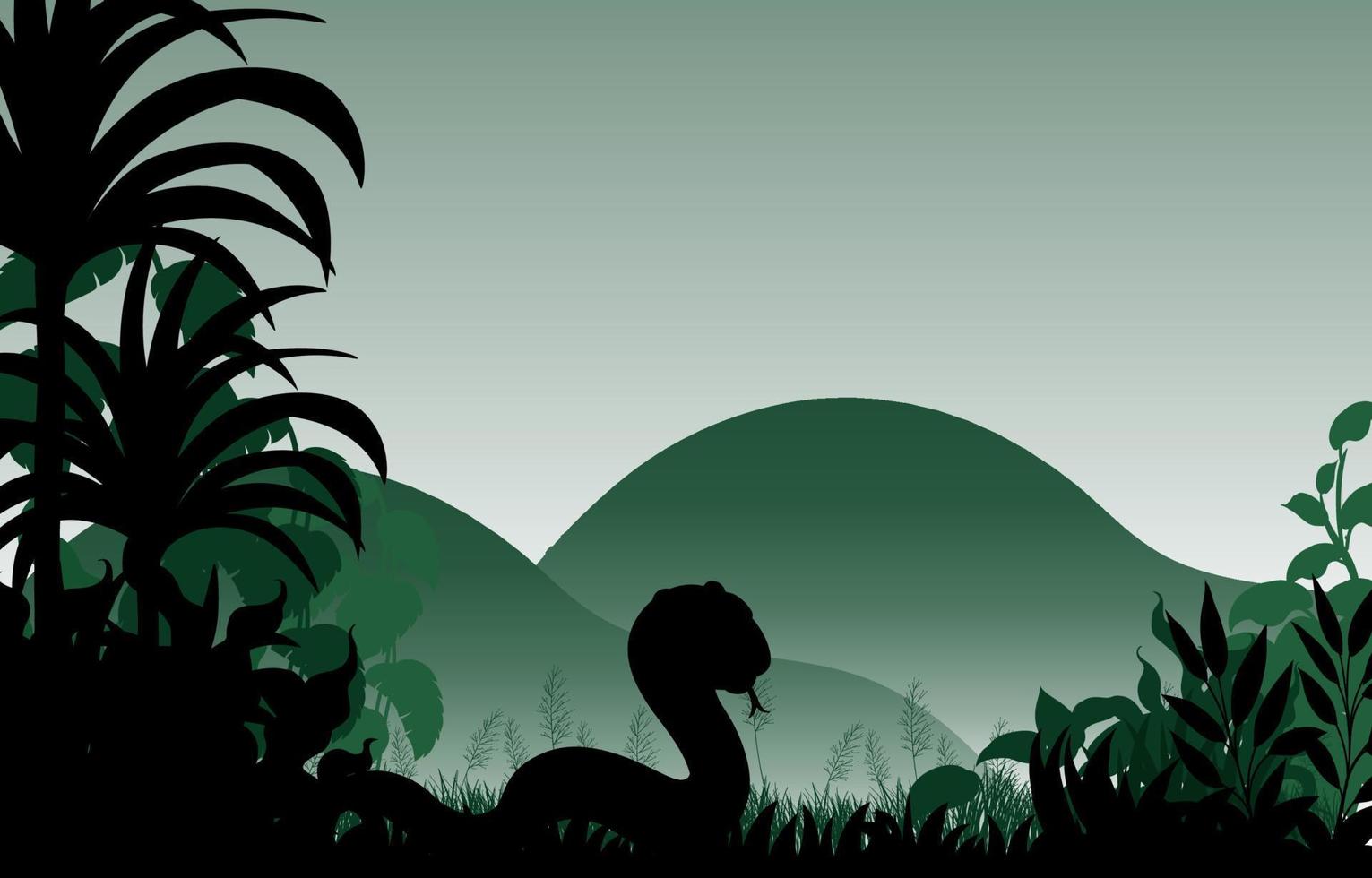 Silhouette shadow of forest scene vector