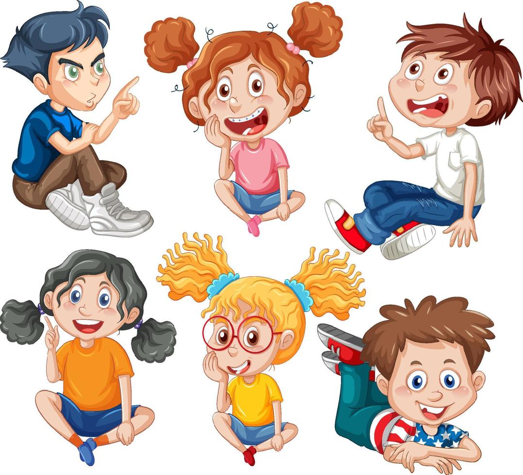 Set of young people doing different actions vector