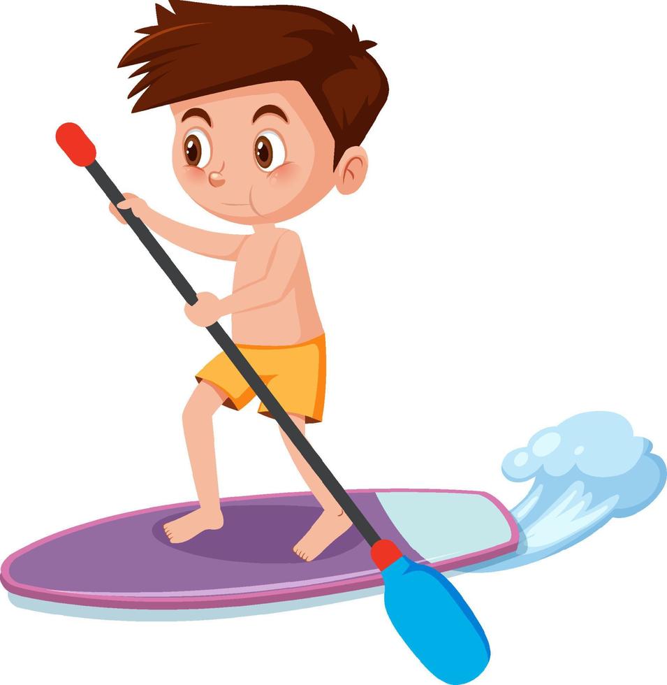 A boy playing surfboard on white background vector