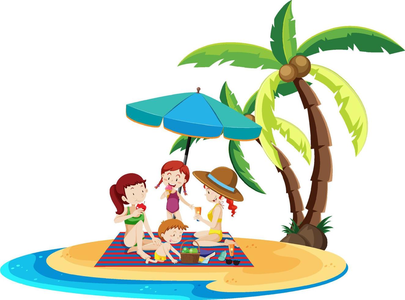 A family at beach holiday vector