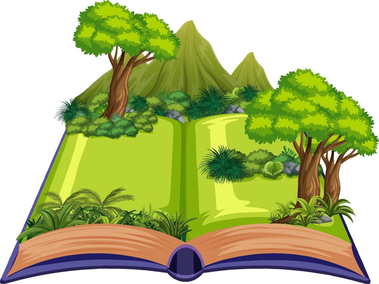 libro emergente con escena de la naturaleza al aire libre vector