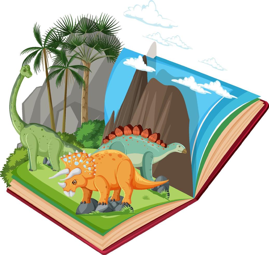 Scene with dinosaurs in the forest vector