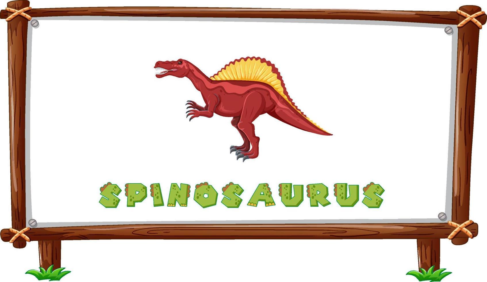 plantilla de marco con dinosaurios y diseño de espinosaurio de texto dentro vector