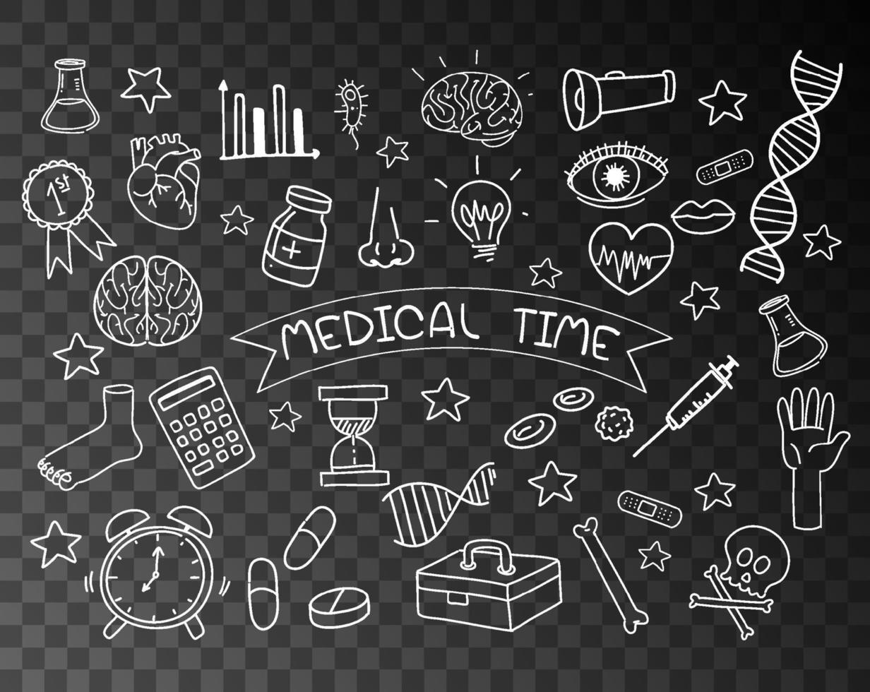 Hand drawn doodle of medical icons vector
