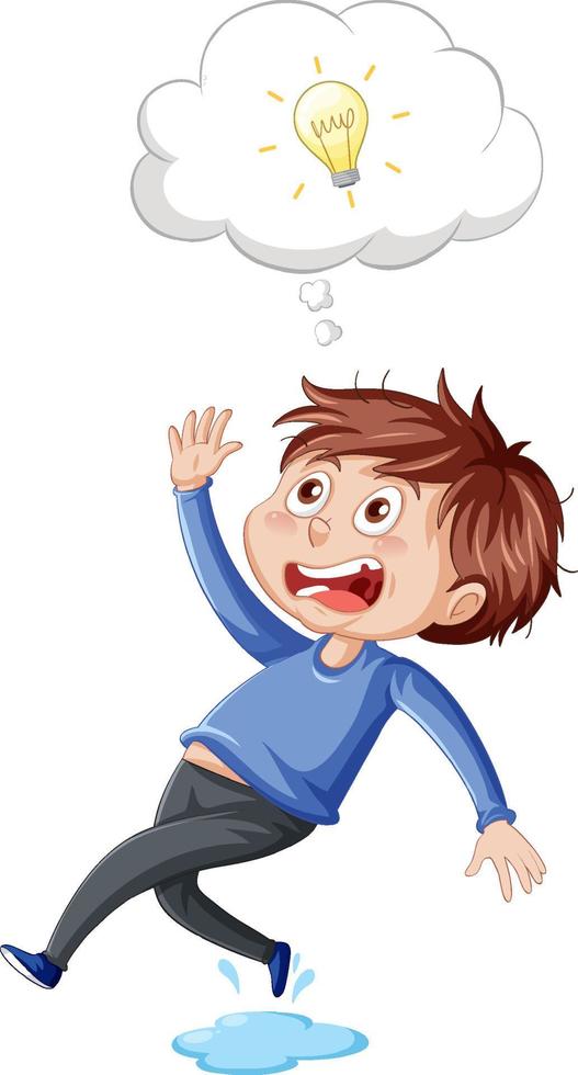 A boy slipping and thinking on white background vector