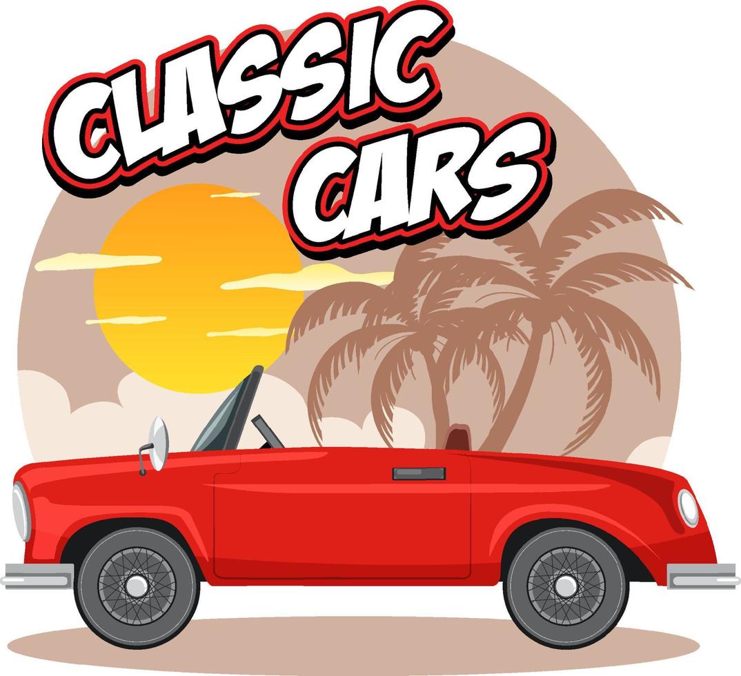 Classic car concept with old car side view vector