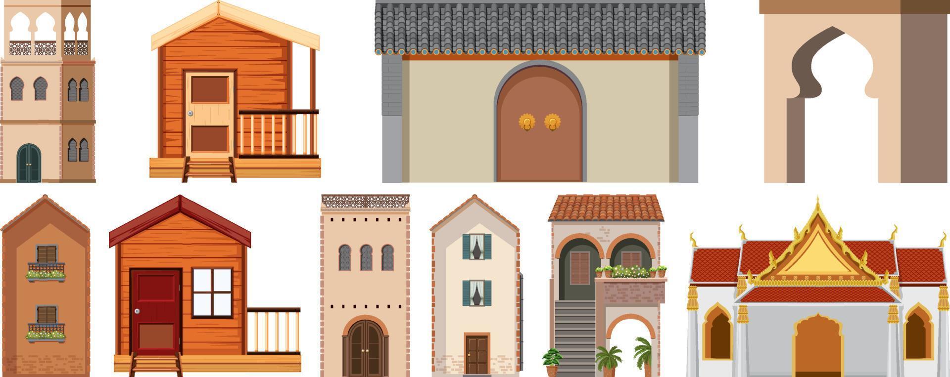 Different design of buildings around the world vector