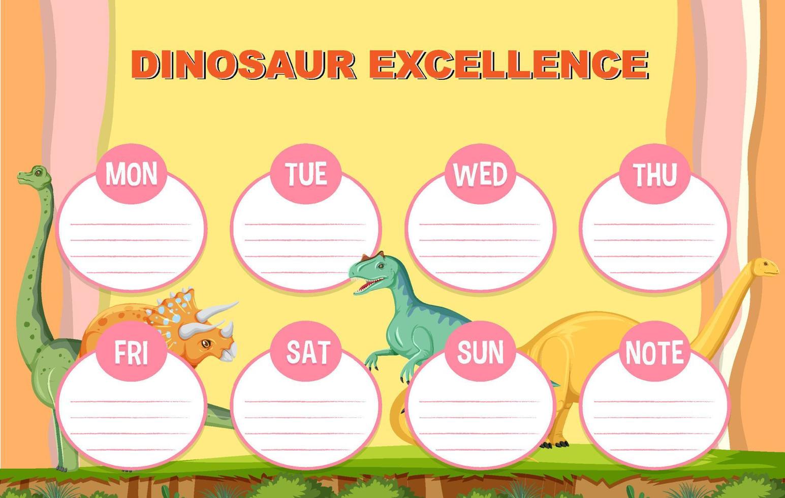 Dinosaur certificate template in cartoon style vector