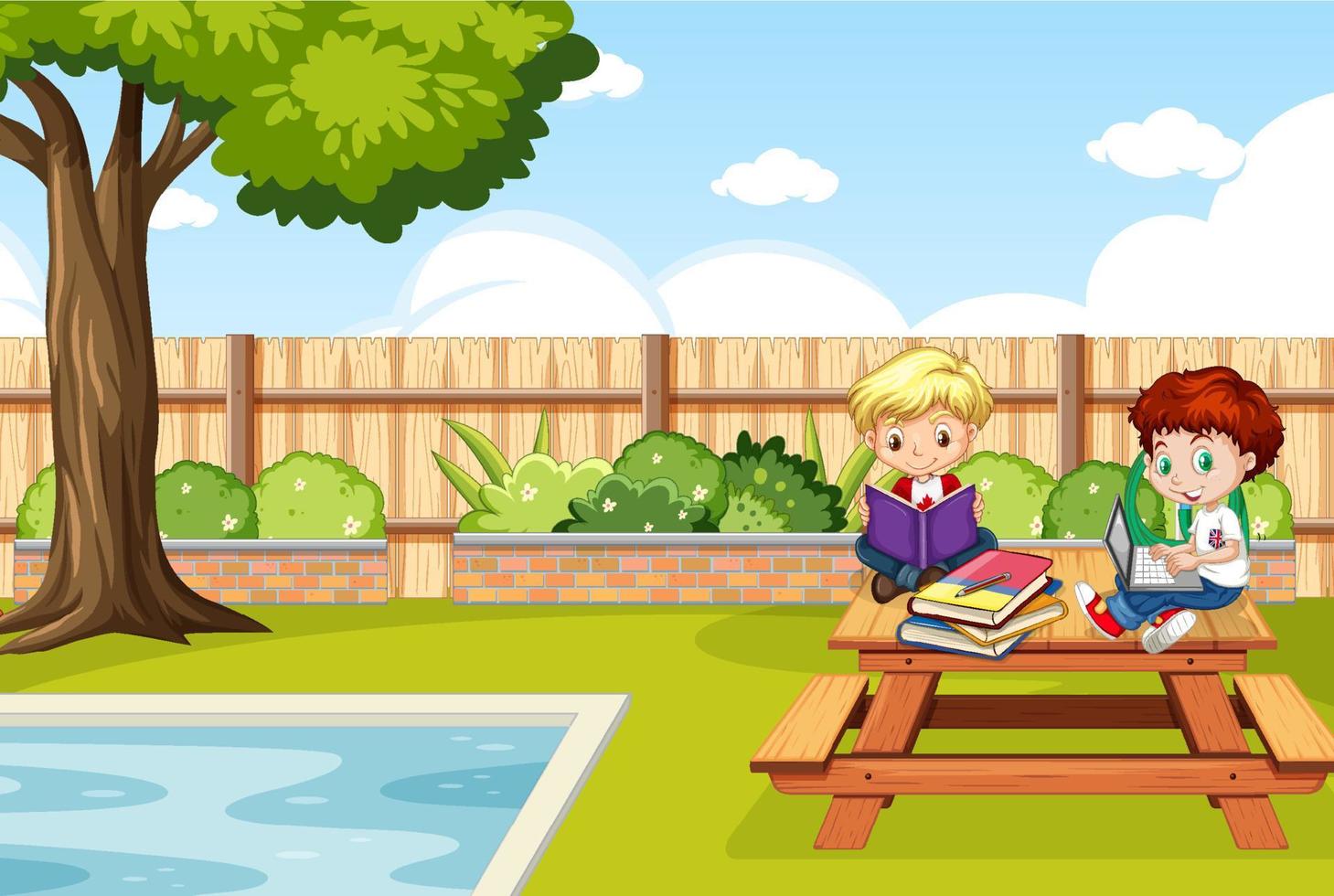 Outdoor park scene with children vector