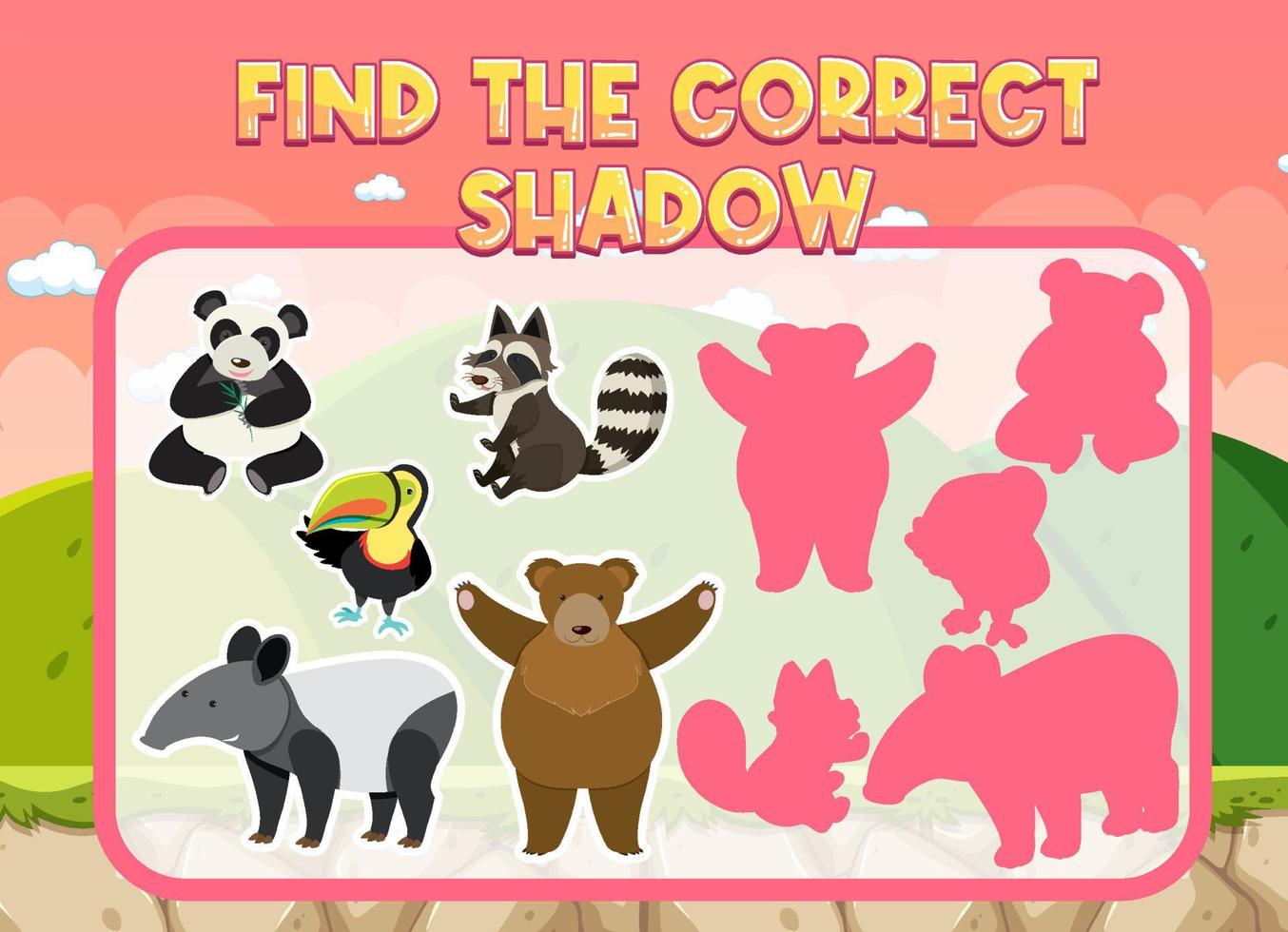 Find the correct shadow, shadow match worksheet for kindergarten student vector