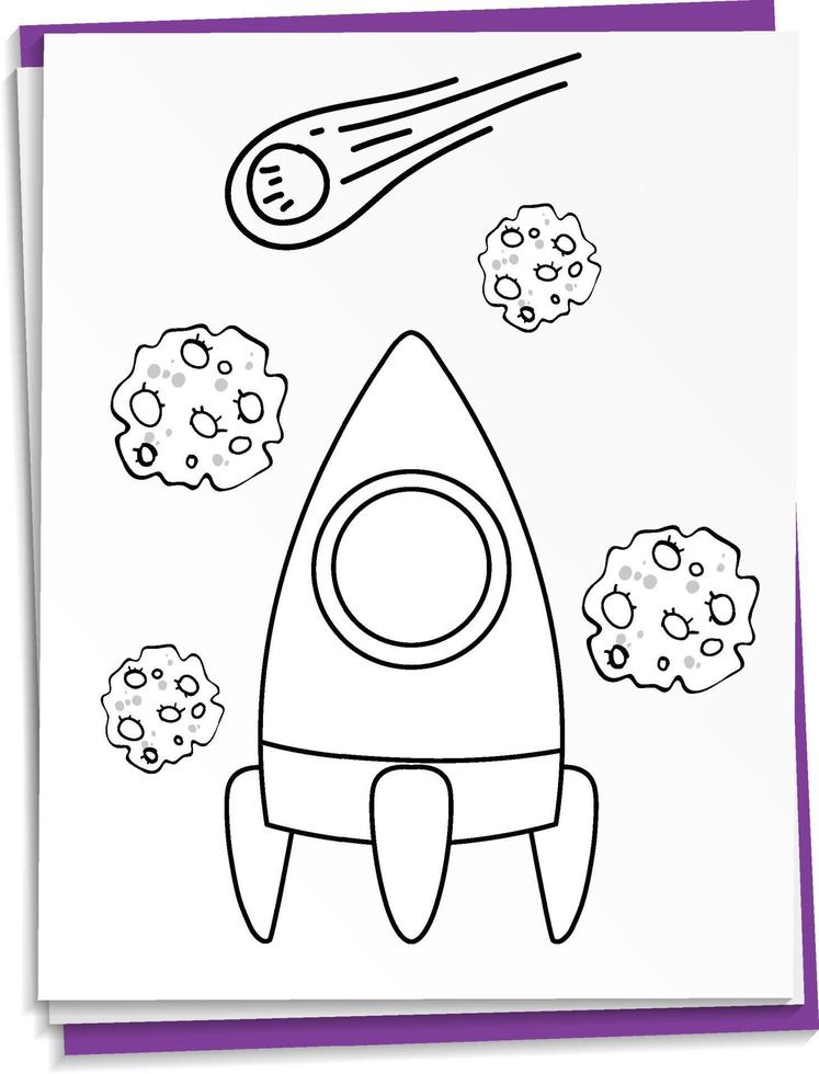 Hand drawn rocket on paper vector