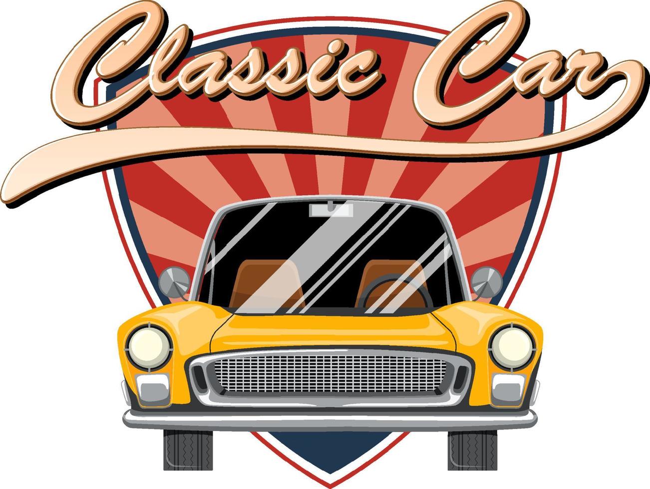 The classic car concept with old car front view vector