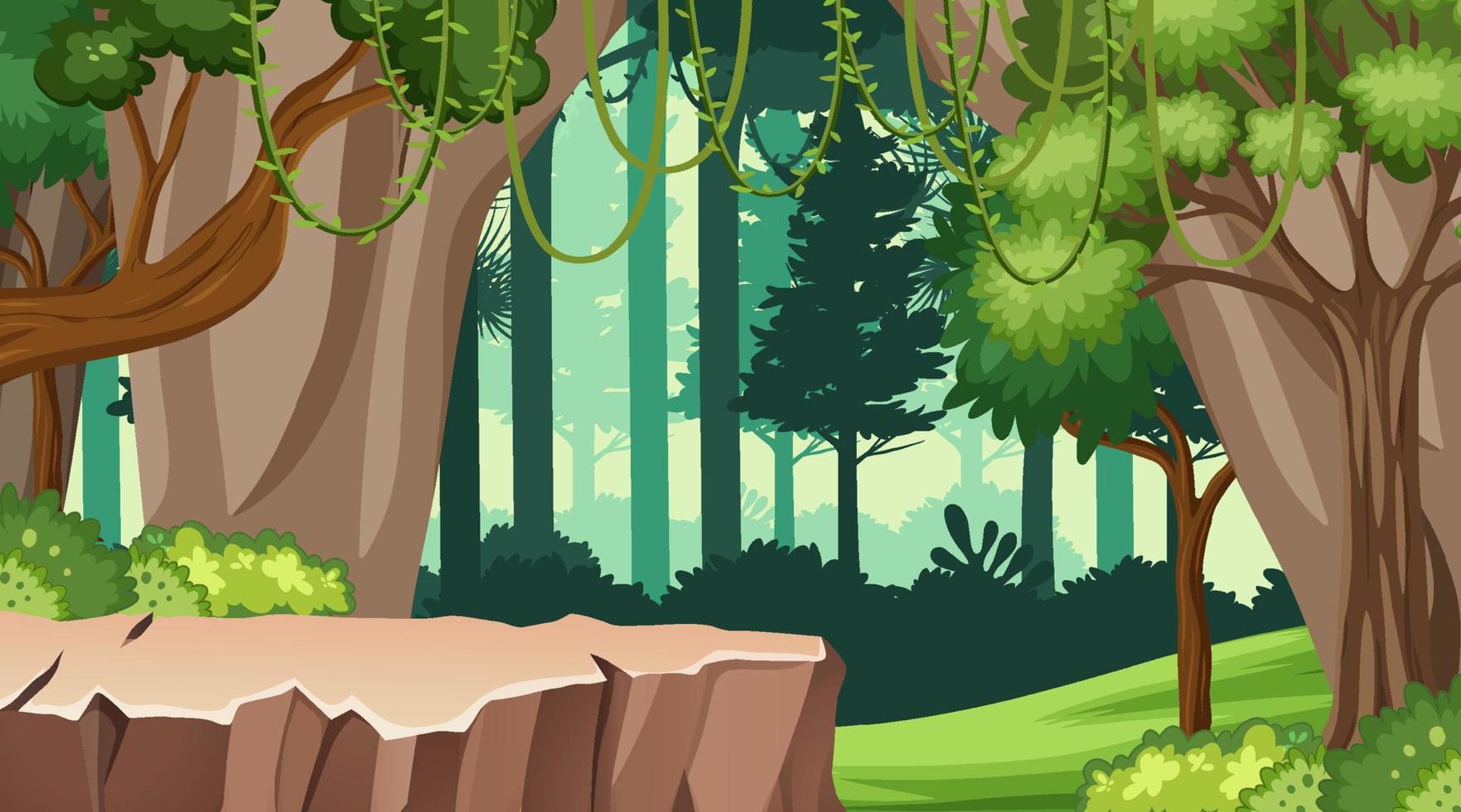 Nature scene with many trees and rocks vector
