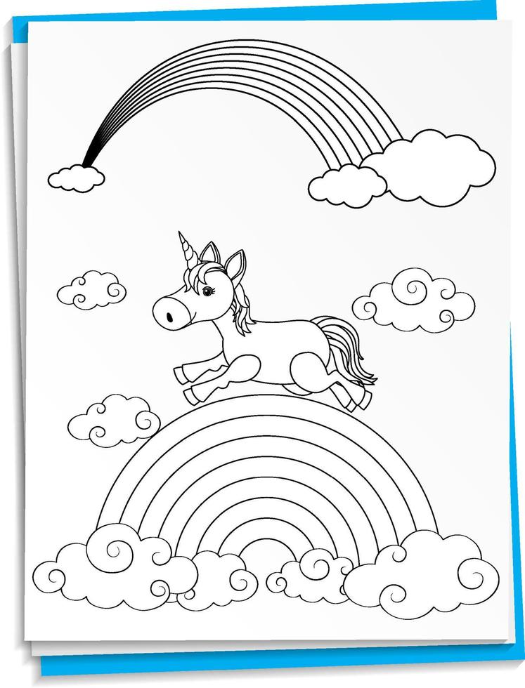 unicornio dibujado a mano en papel vector