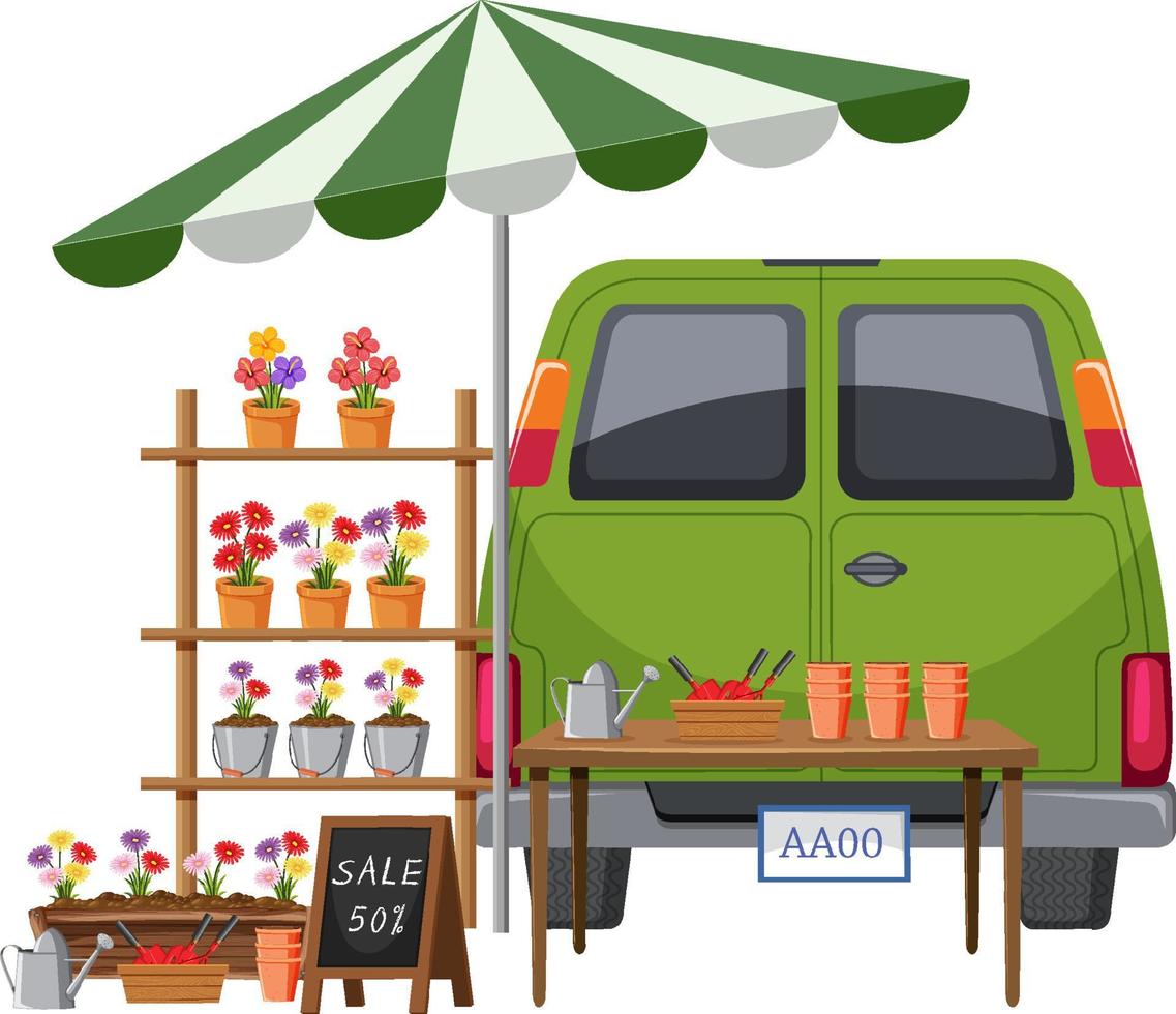 Flea market concept with car boot sale vector