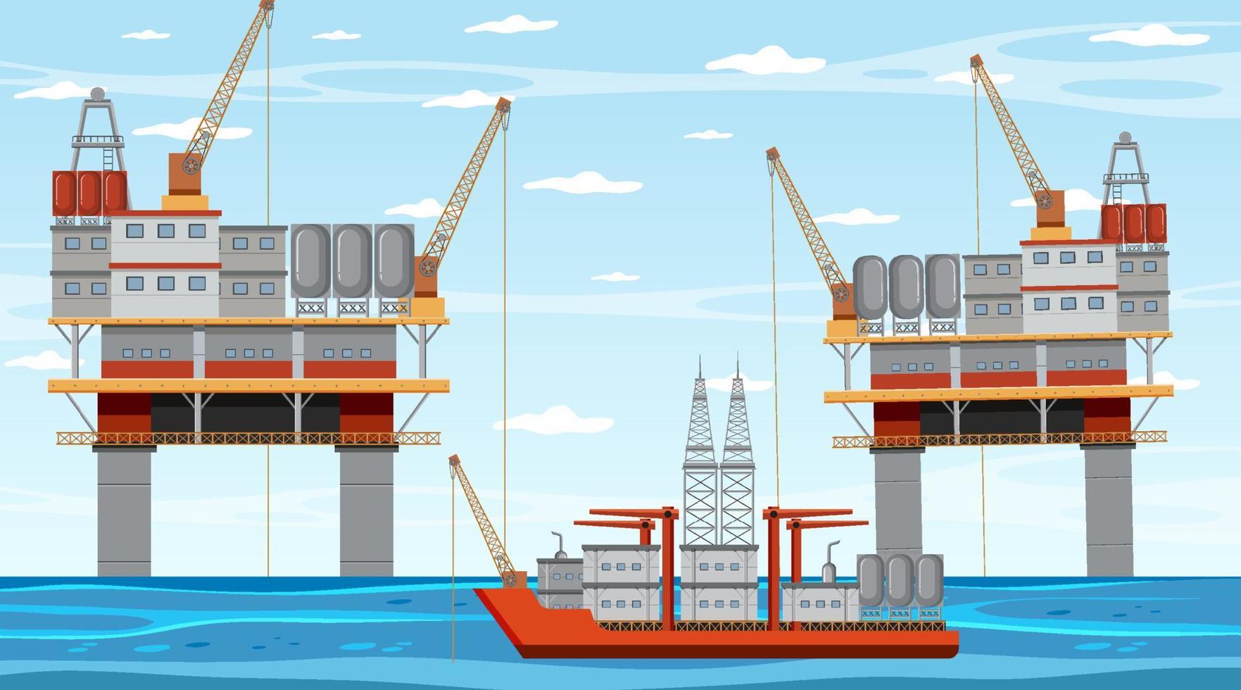 Petroleum industry concept with offshore oil platform vector