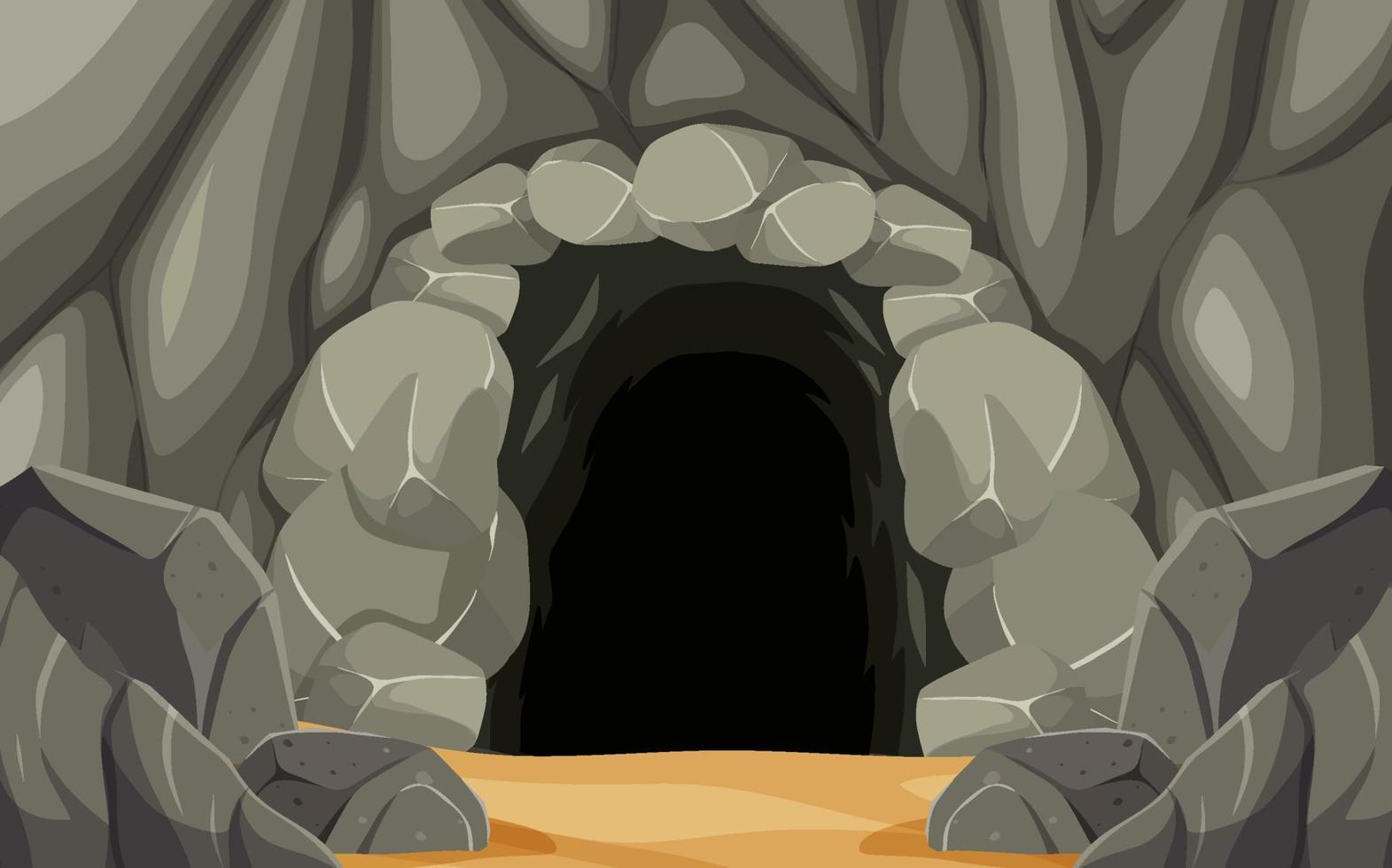 Natural cave in the forest background vector