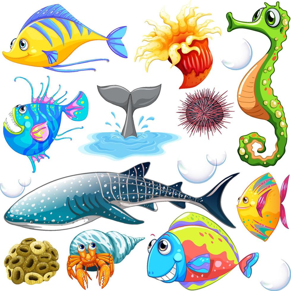 Different types of sea animals vector