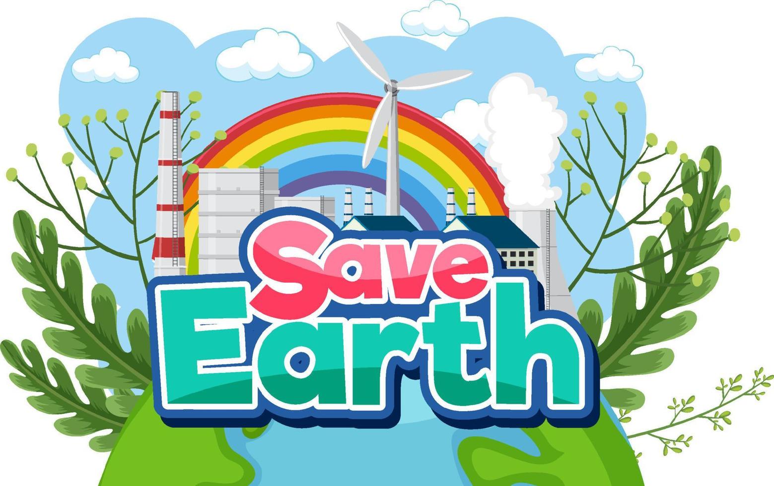 Save Earth typography design banner vector