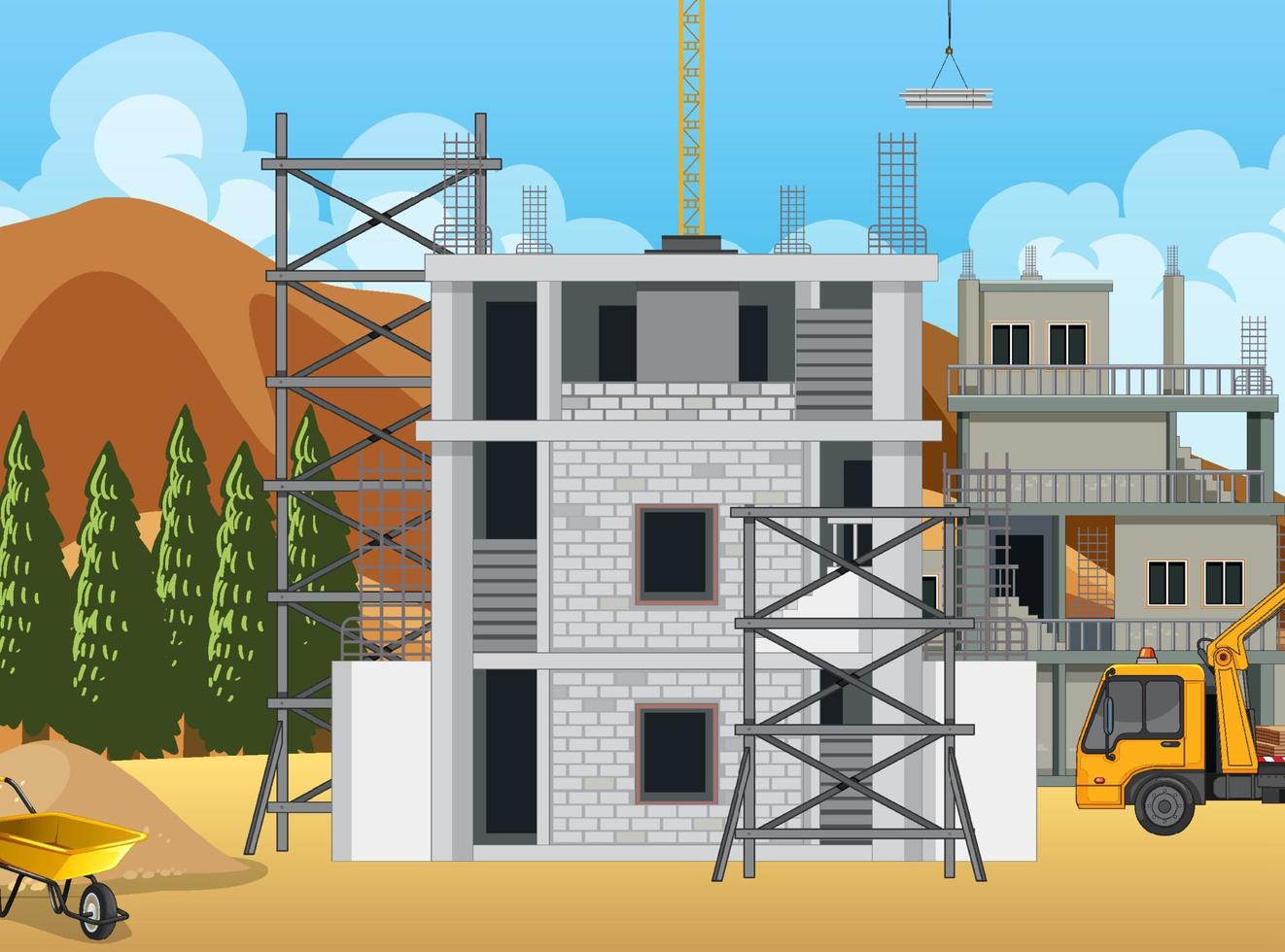 Scene of building construction site vector