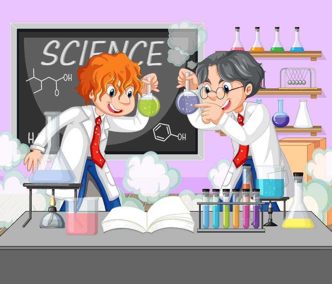 A scientists experiment in the lab vector