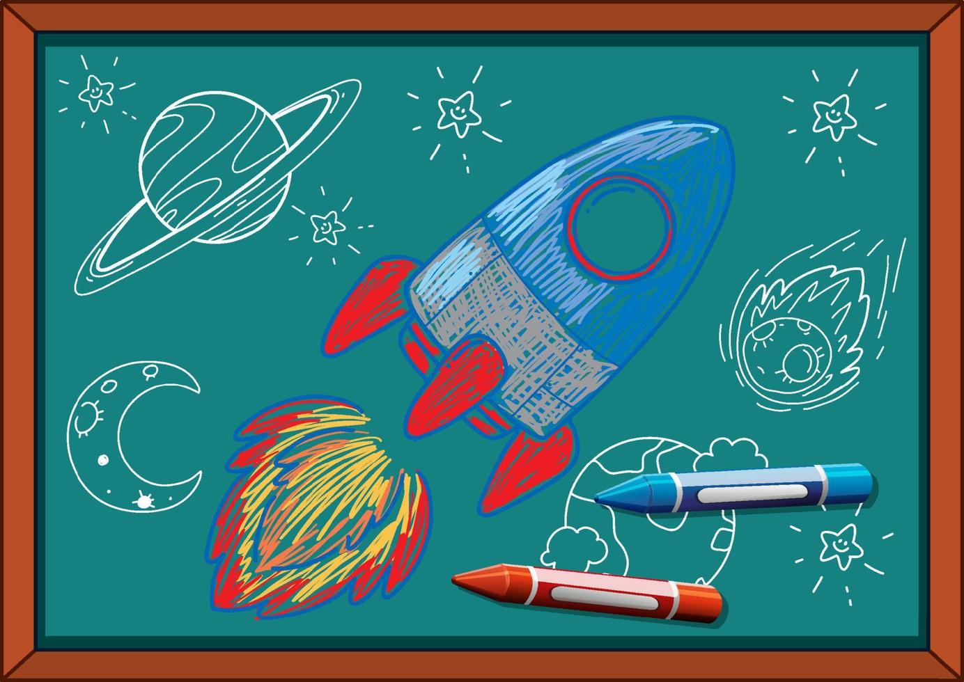Hand drawn coloured chalk on blackboard vector