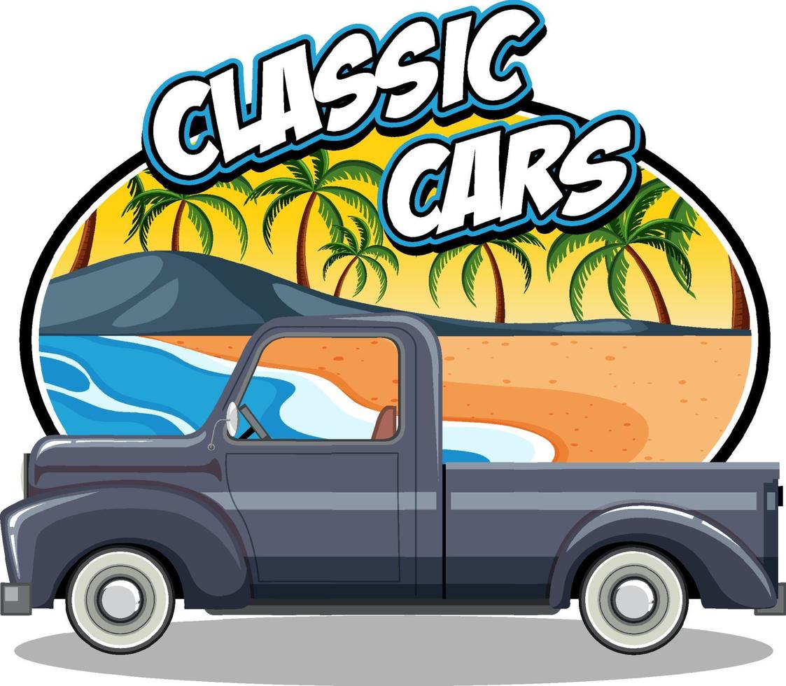 The classic car concept with old truck car vector