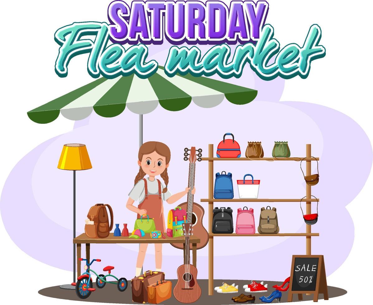 Flea market concept with clothes shop vector