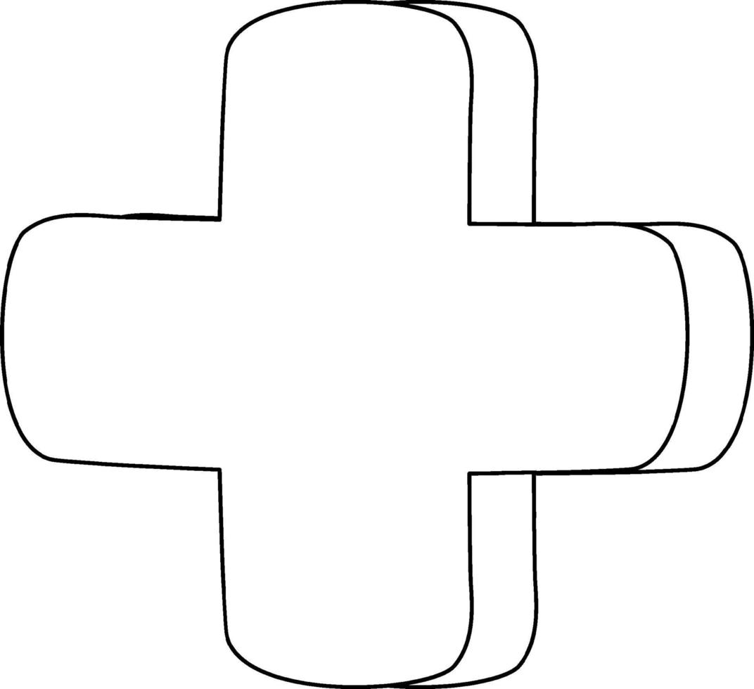 Plus sign black and white doodle character vector