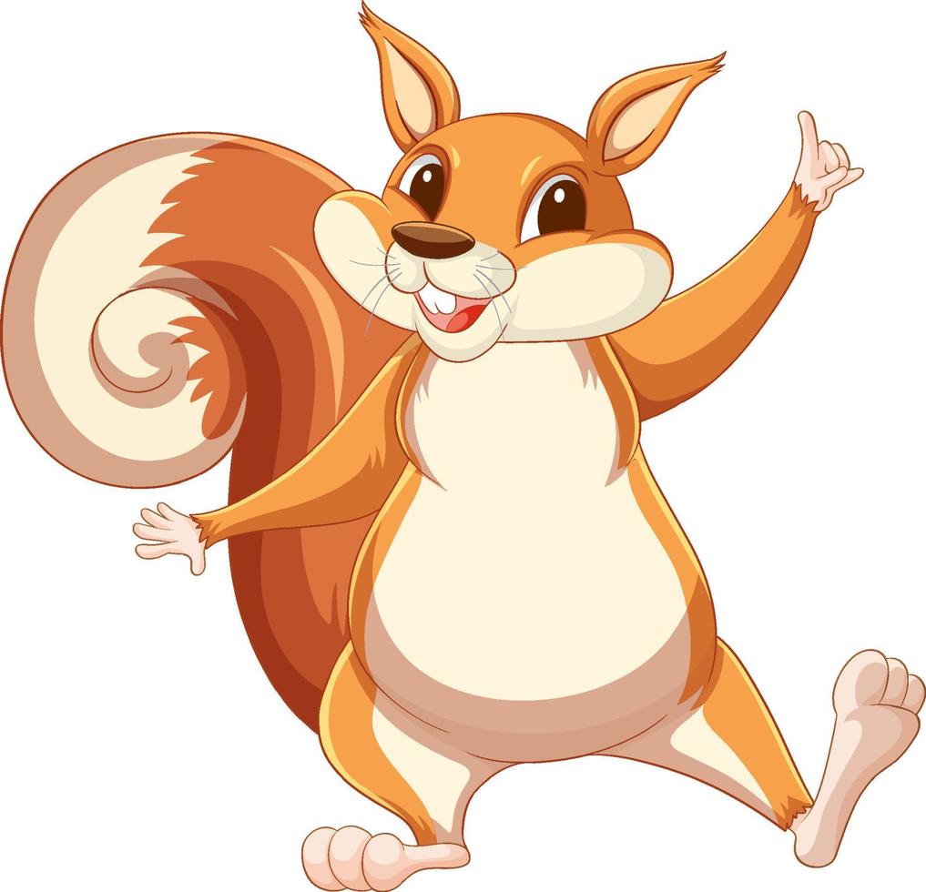 Cute cartoon squirrel standing on white background vector