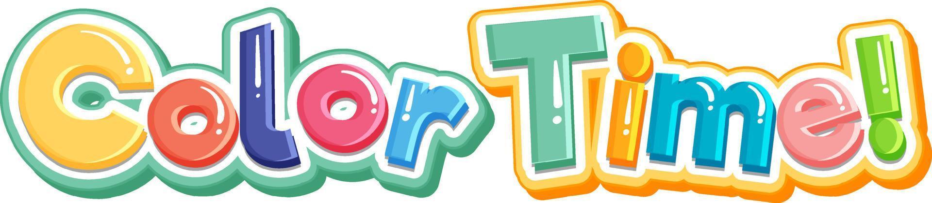 Color time text banner on white background vector