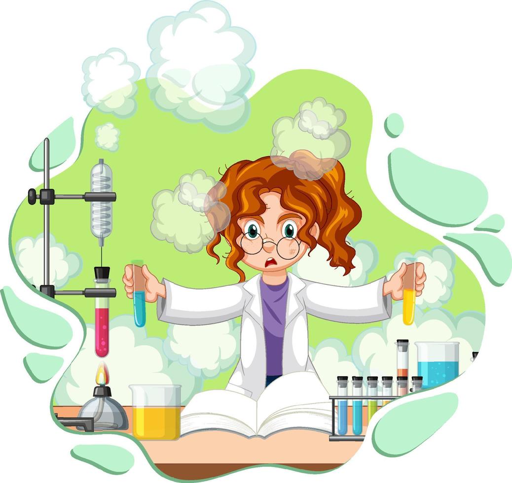 A scientist experiment in the lab on white background vector