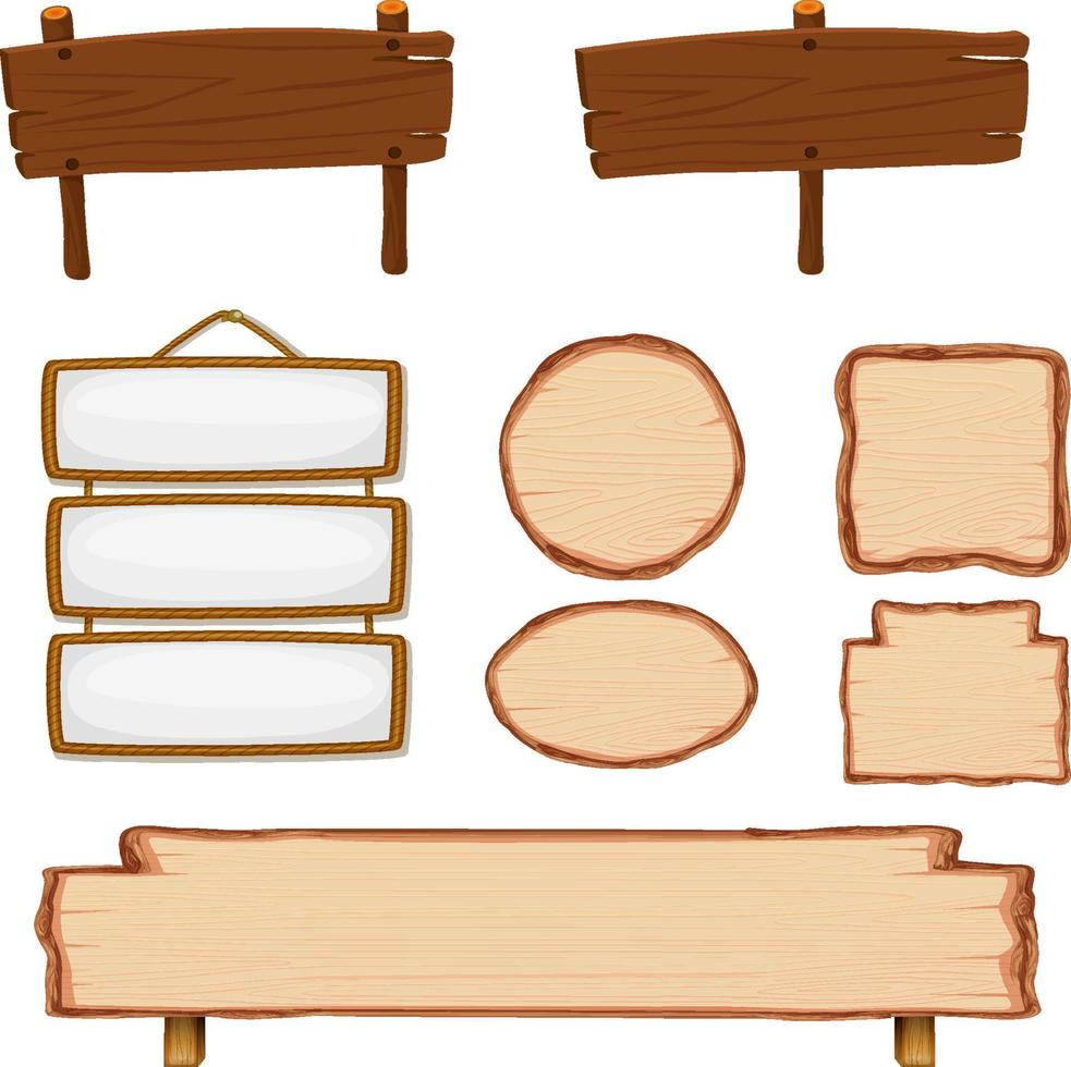 conjunto de banner de letrero de madera vector