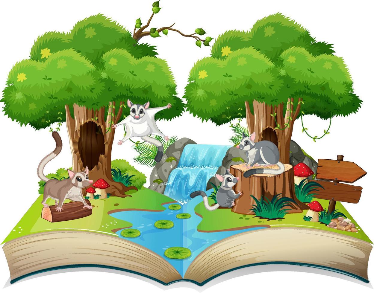 Book with sugar gliders in the park vector
