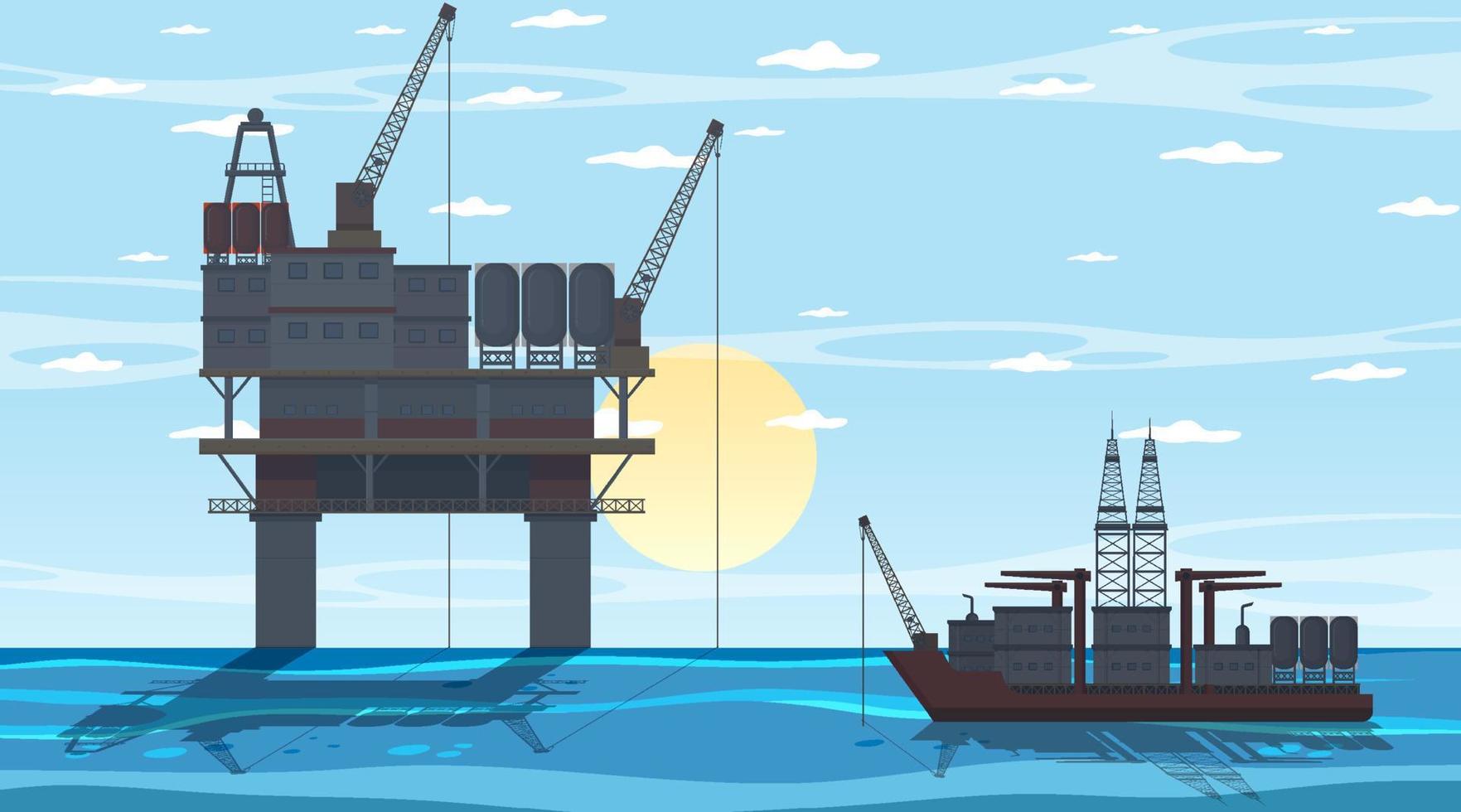 Petroleum industry concept with offshore oil platform vector