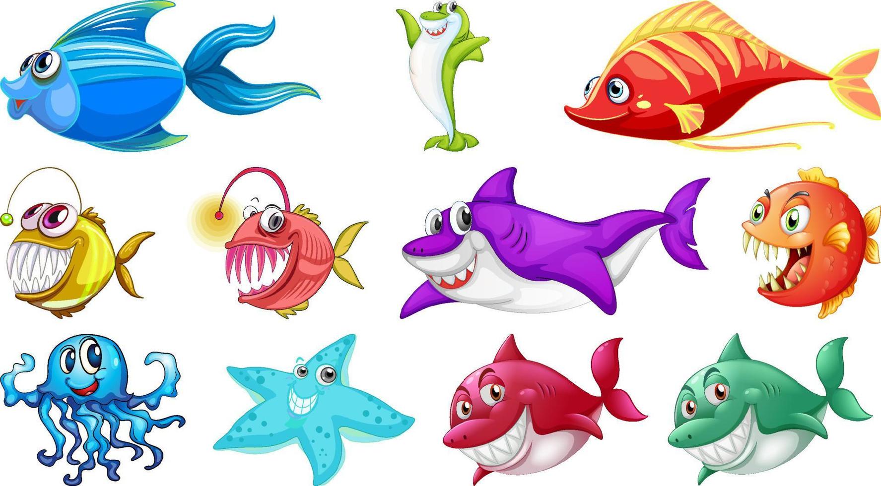 colección de dibujos animados de animales marinos 6771399 Vector en Vecteezy