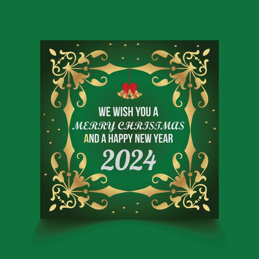 Merry christmas and happy new year social media post template Free Vector