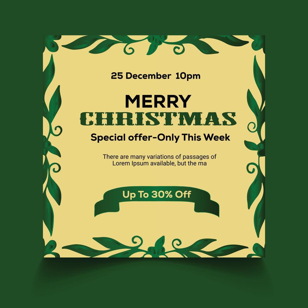 Merry christmas and happy new year social media post template Free Vector