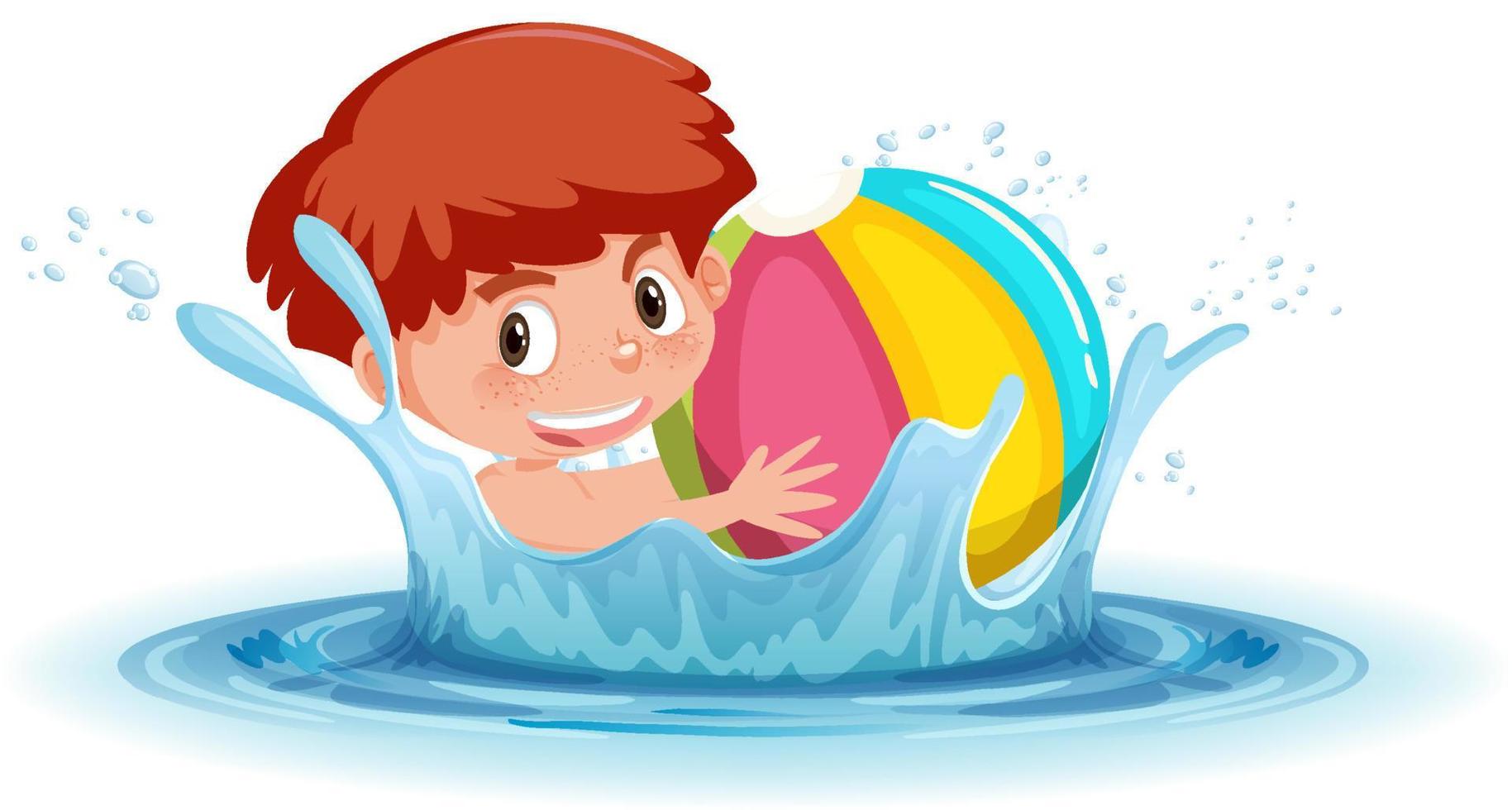 A water splash with fun boy on white background vector