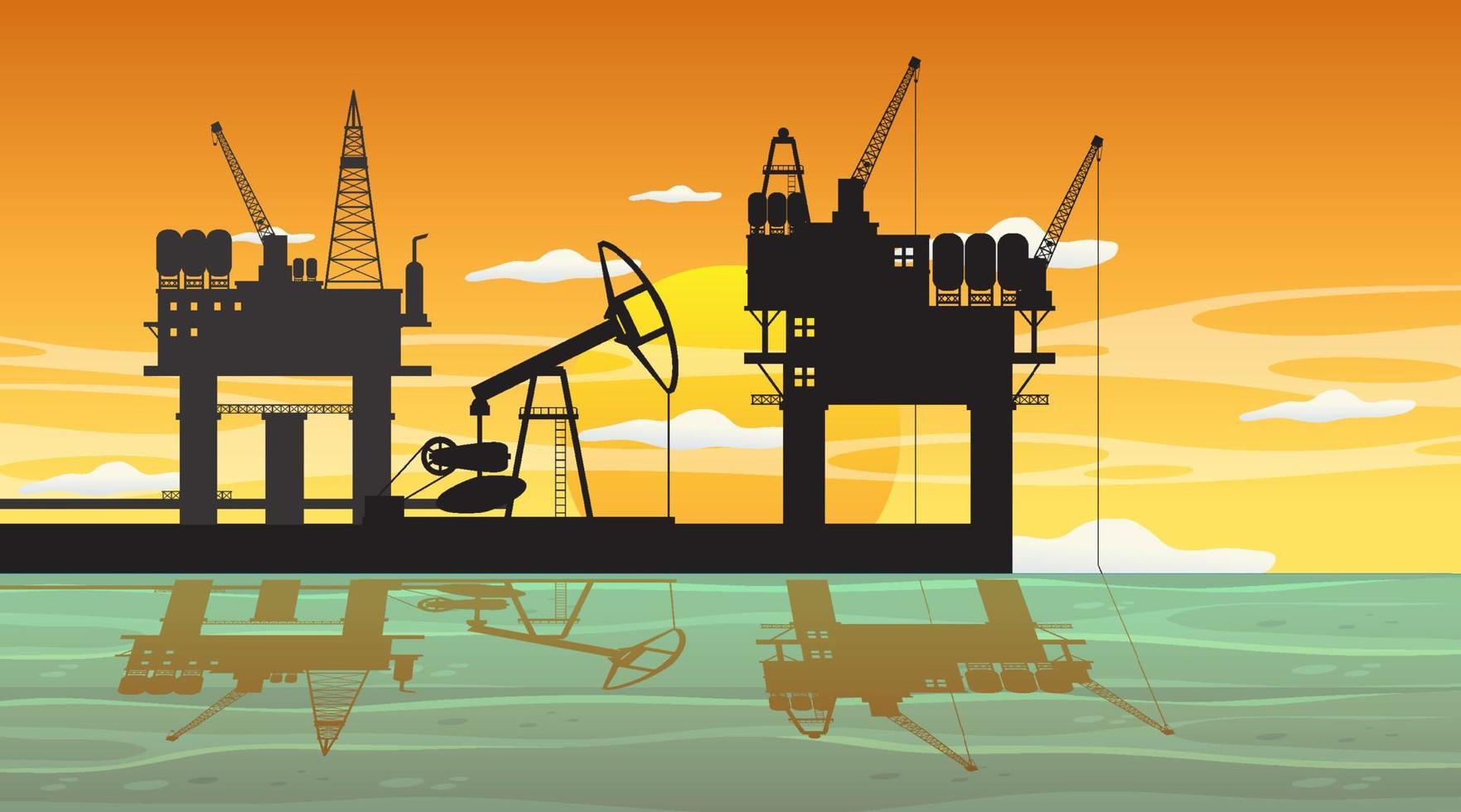Petroleum industry concept with offshore oil platform vector