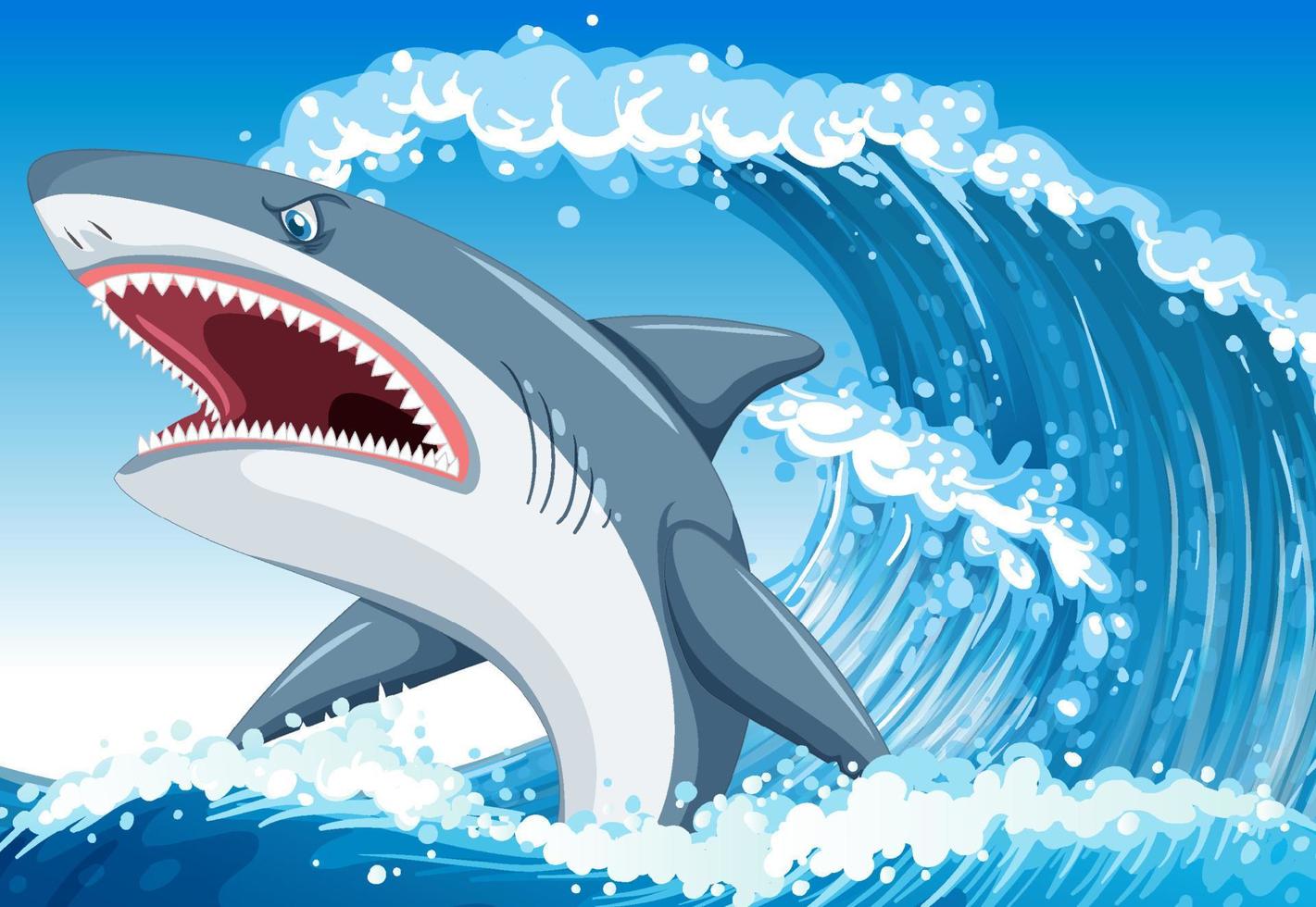 Shark attack concept with aggressive shark vector