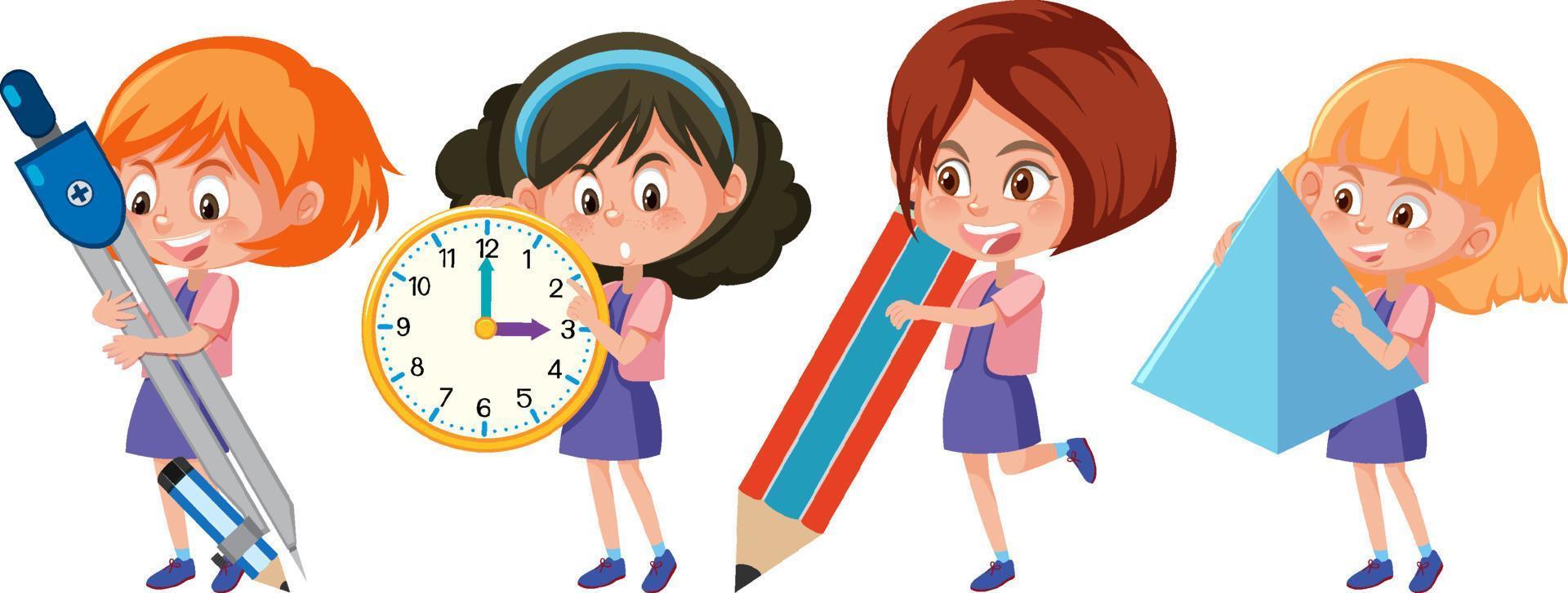 Children holding math tool vector