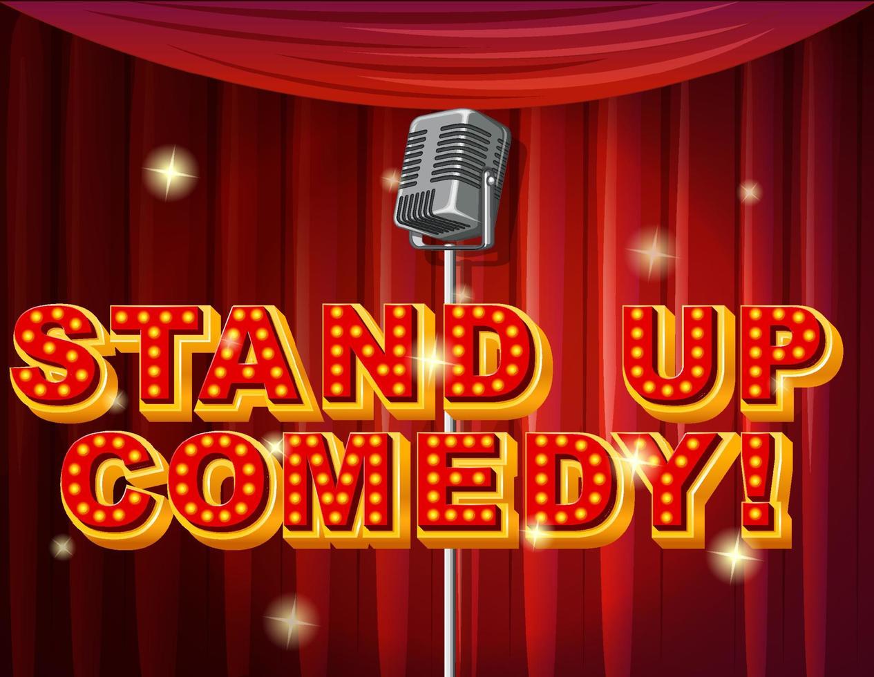 Stand up comedy logo with microphone vector