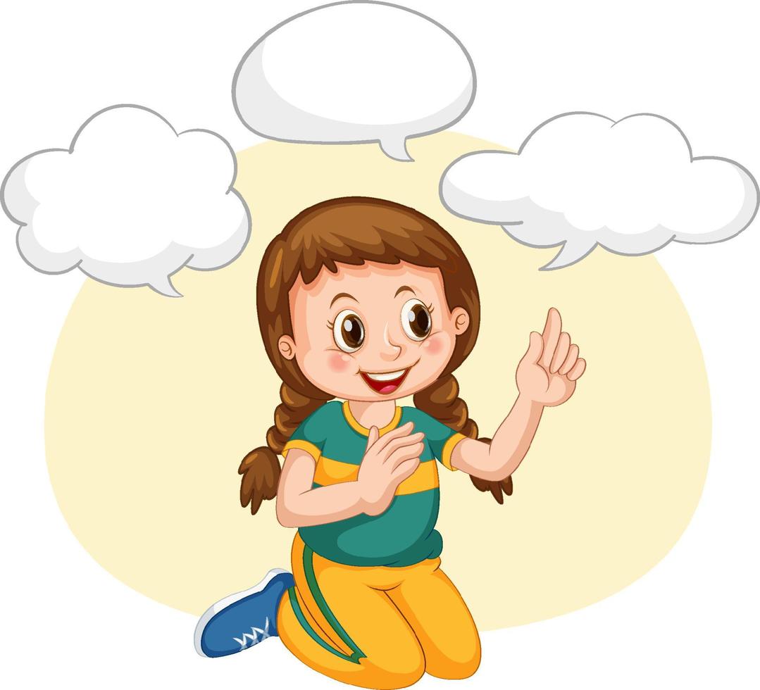 A kid with speech bubble templates on white background vector