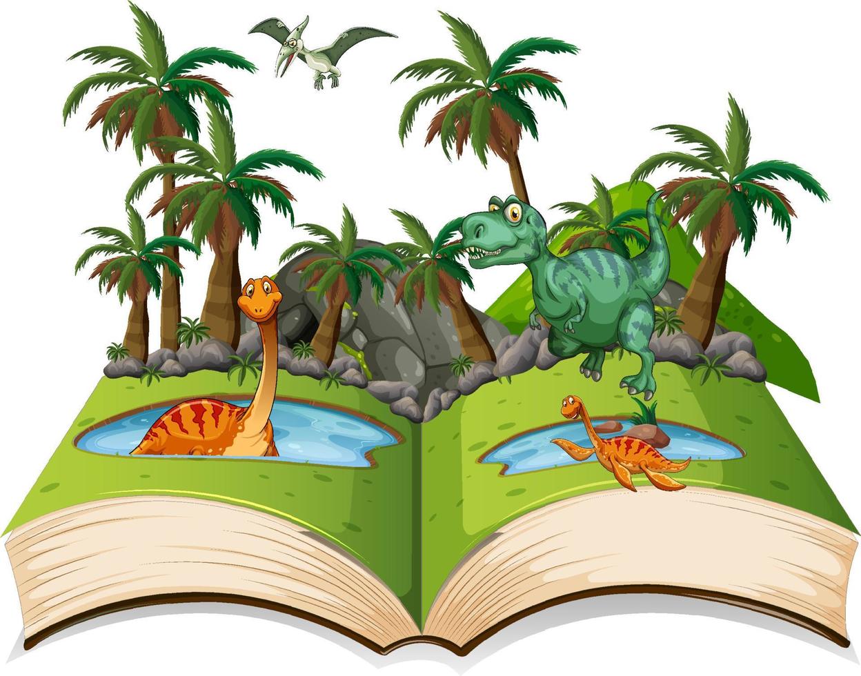 Book of dinosaur in the forest vector